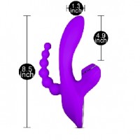 Vibrator 7 function, w/3 speed Clitoral Sucking, Anal Beads, Rechargeable, Silicone, PURPLE